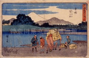 歌川広重（初代）「東海道五十三次之図」のうち、「平塚馬入川舟渡しの図」